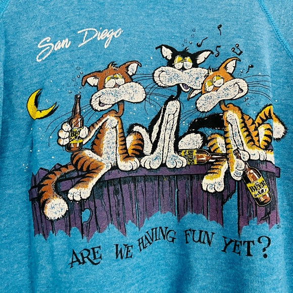 80’s Vintage AOP San Diego Cat Sweatshirt Fits Womens Large - Picture 3 of 4